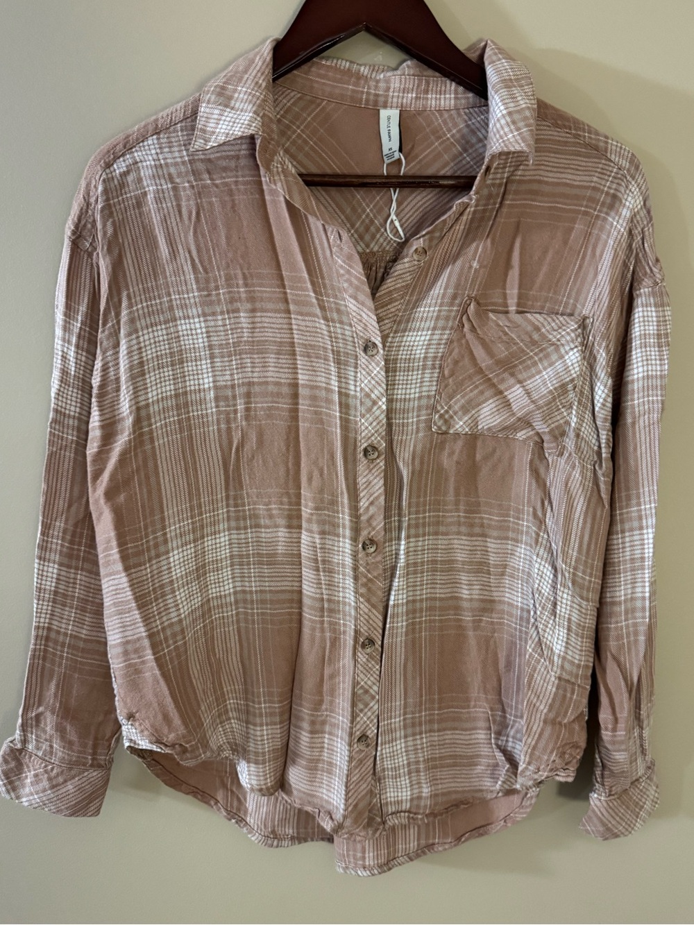 Gentle Fawn Peach Plaid Button-Up Shirt
